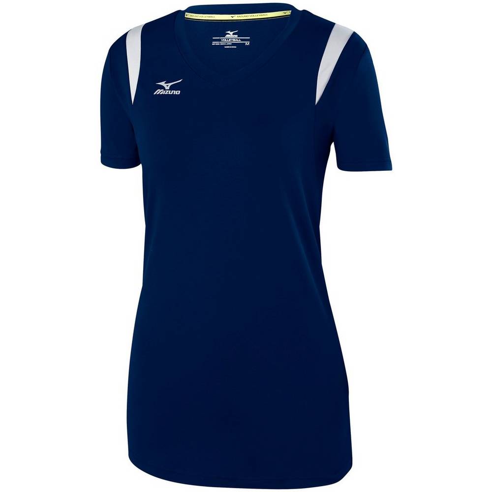 Camisas Mizuno Voleibol Balboa 5.0 Long Sleeve - Mulher - Azul Marinho/Prateadas - FKHJD9756